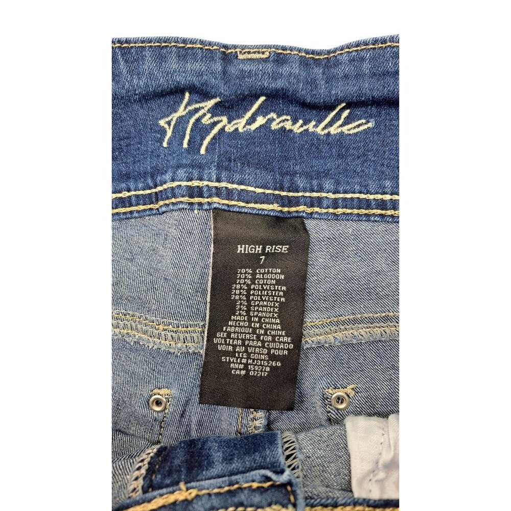 Hydraulic Women High Rise Embroidered Bootcut Jeans Size 7 Blue Bling Horseshoe - Picture 4 of 8